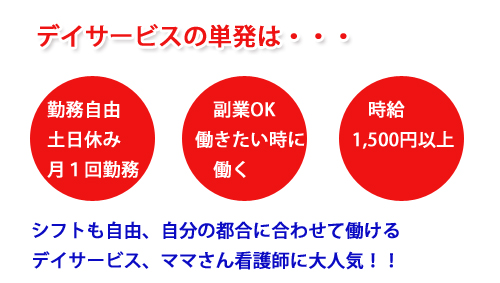 デイサービス・デイケアの看護師単発バイトは自分の都合に合わせて働くことができる